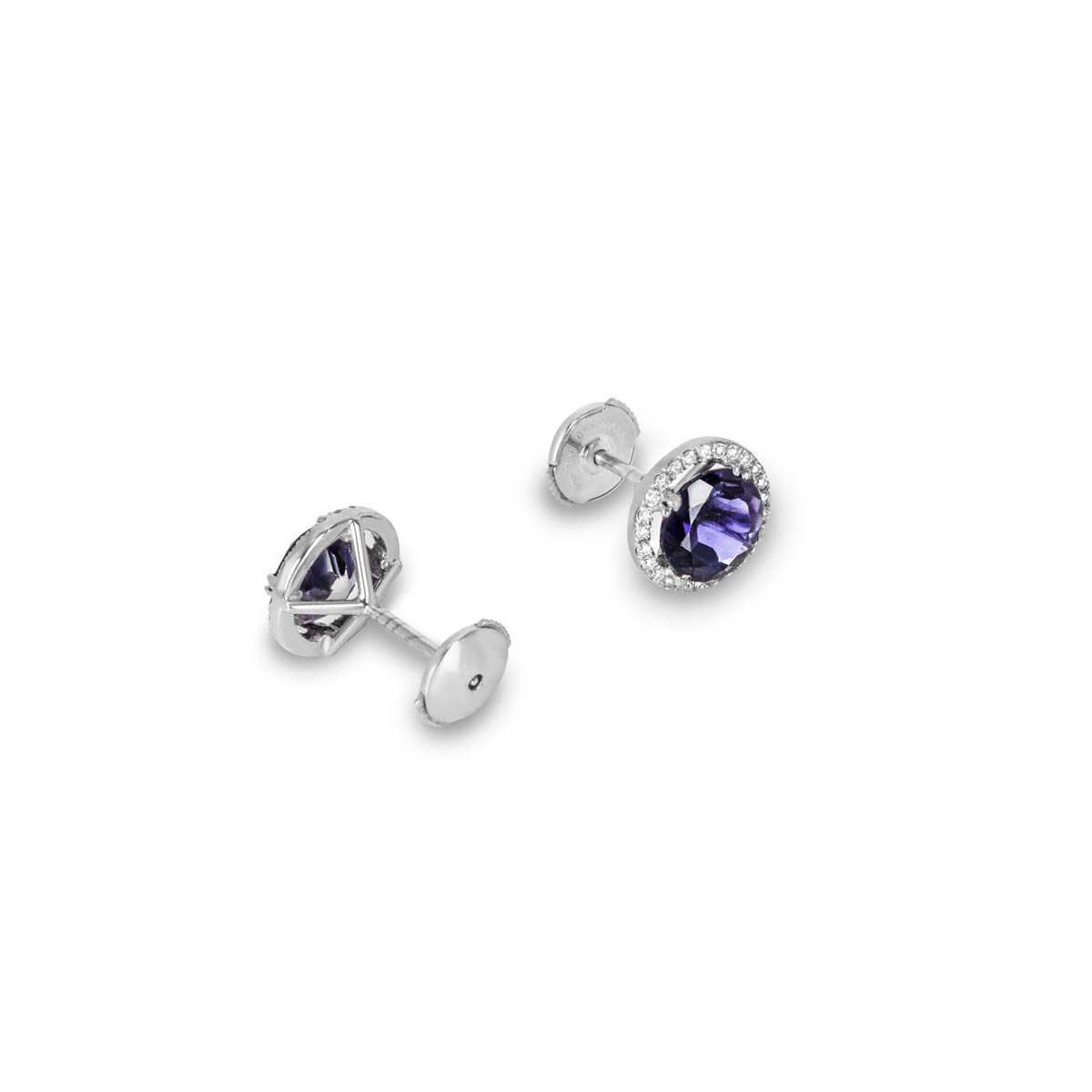 White Gold Iolite & Diamond Earrings 3.11ct